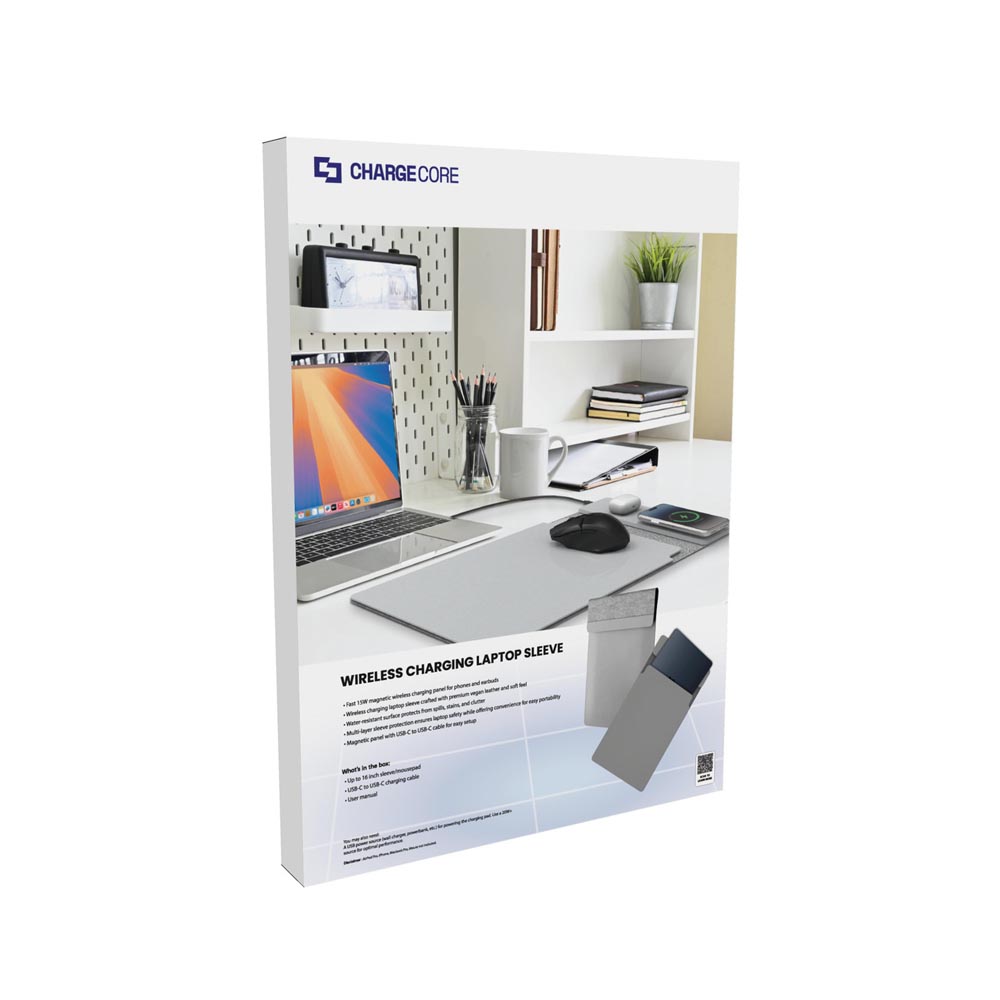 Laser Wireless Charging Laptop Sleeve Up to 16 Inch - Grey - Screenshot 1