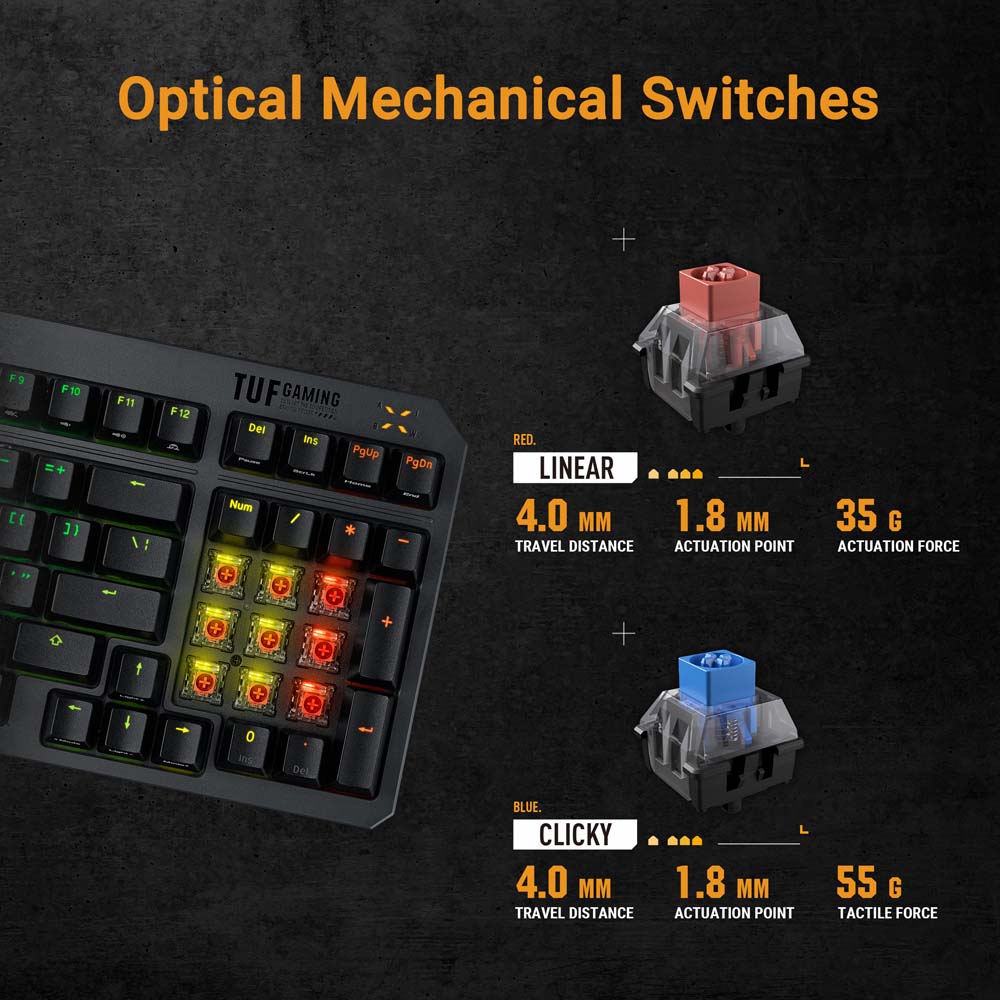 ASUS TUF - K3 II RGB Gaming Keyboard - Black - Screenshot 1