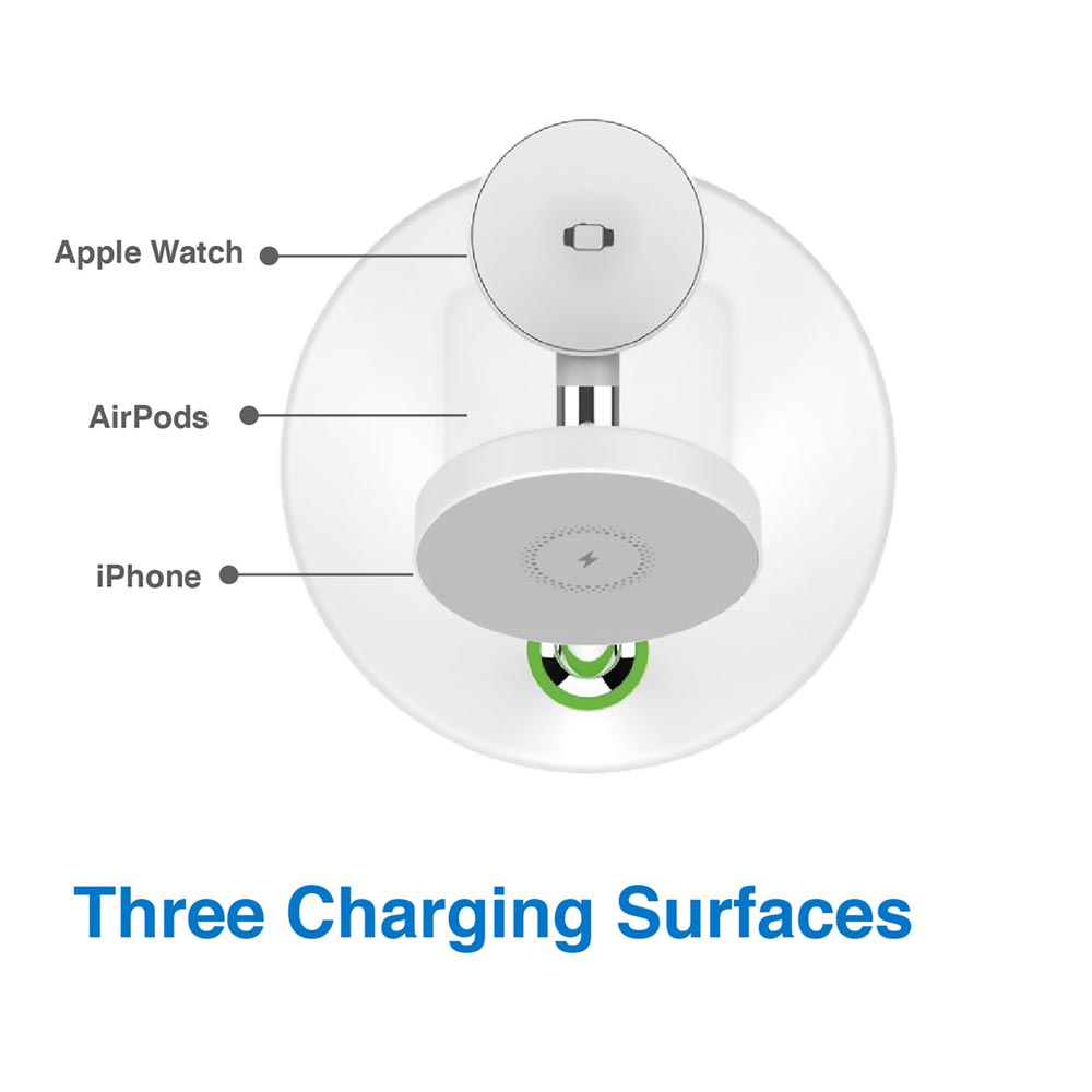 Laser 3 in 1 Wireless Charging Station - White - Screenshot 1