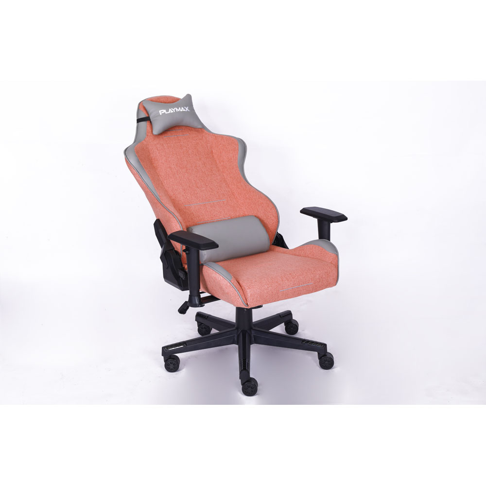 Playmax - Elite Gaming Chair - Fabric Pink and Light Grey - Screenshot 1
