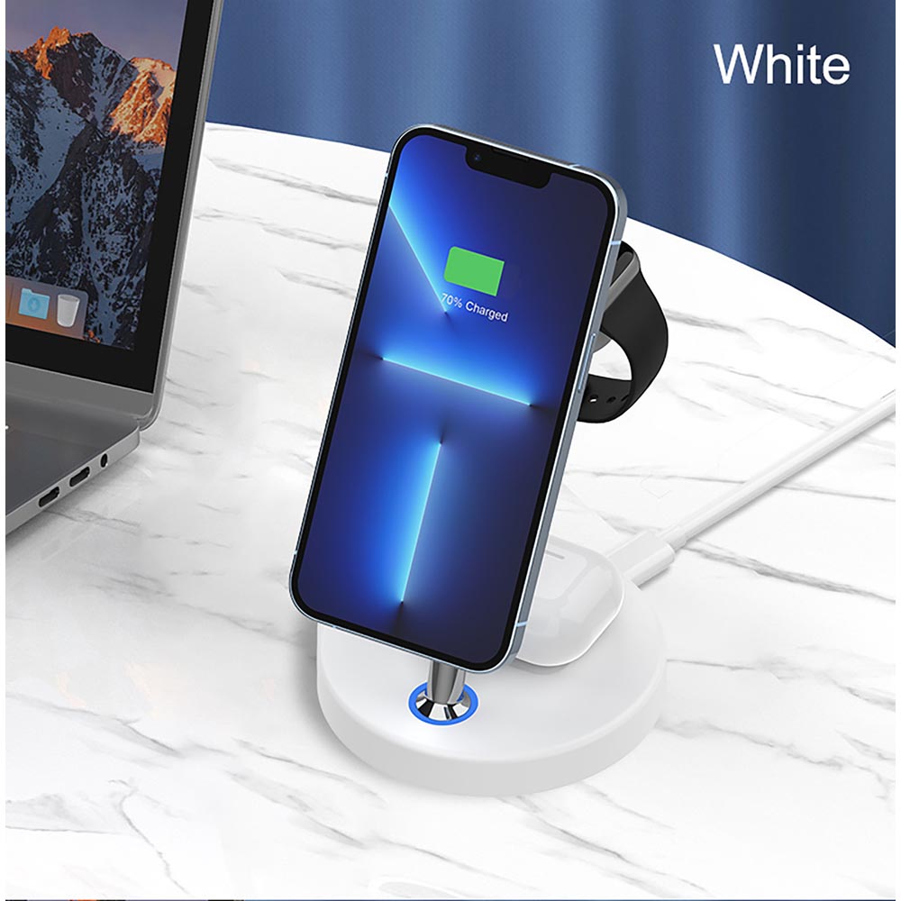 Laser 3 in 1 Wireless Charging Station - White - Screenshot 5