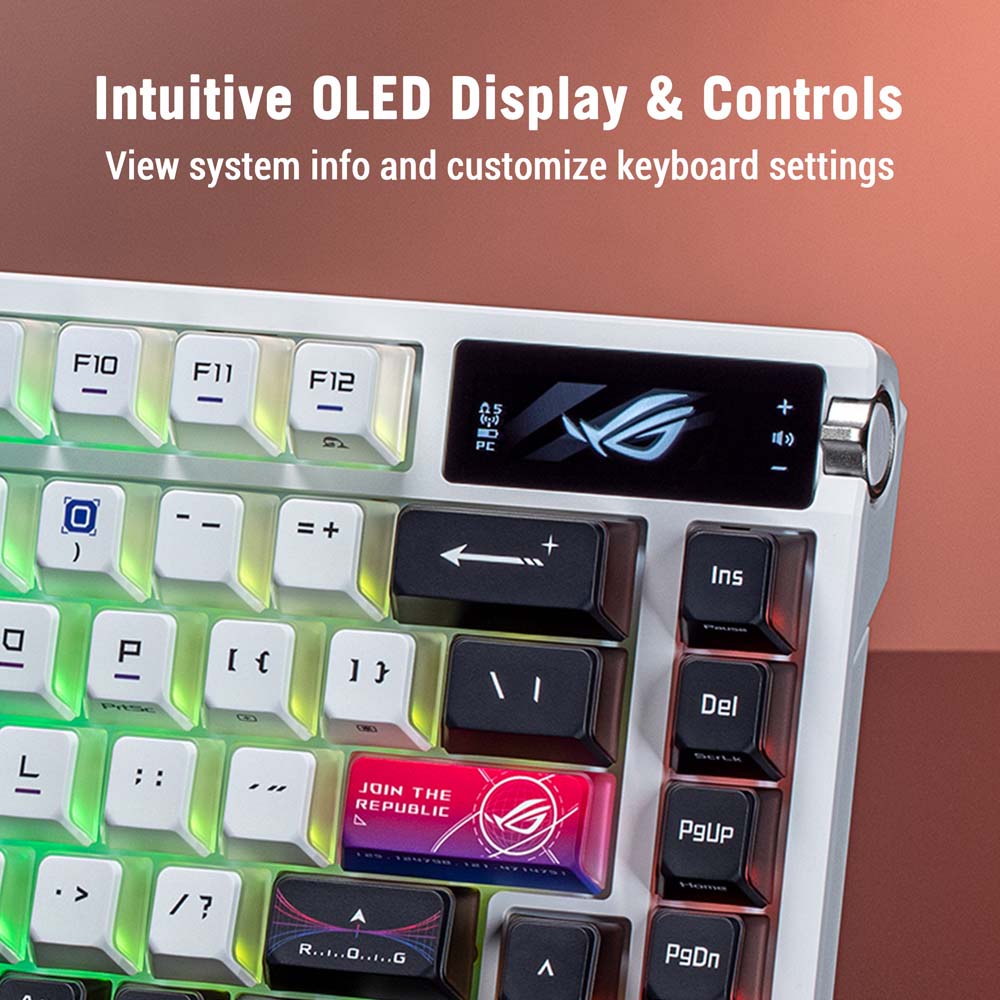 ASUS ROG - Azoth X Wireless Custom Gaming Keyboard (NX Snow Switches) - White - Screenshot 1