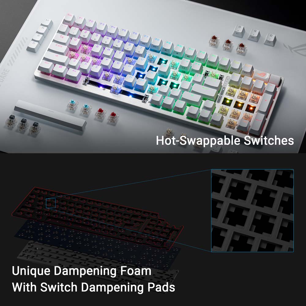 ASUS ROG - Strix Scope II 96 Wireless Keyboard (NX Snow Switch) - White - Screenshot 4