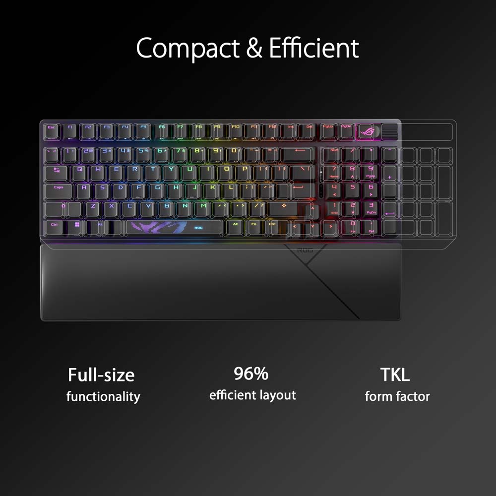 ASUS ROG - Strix Scope II 96 Wireless Keyboard (NX Snow Switch) - Black - Screenshot 2