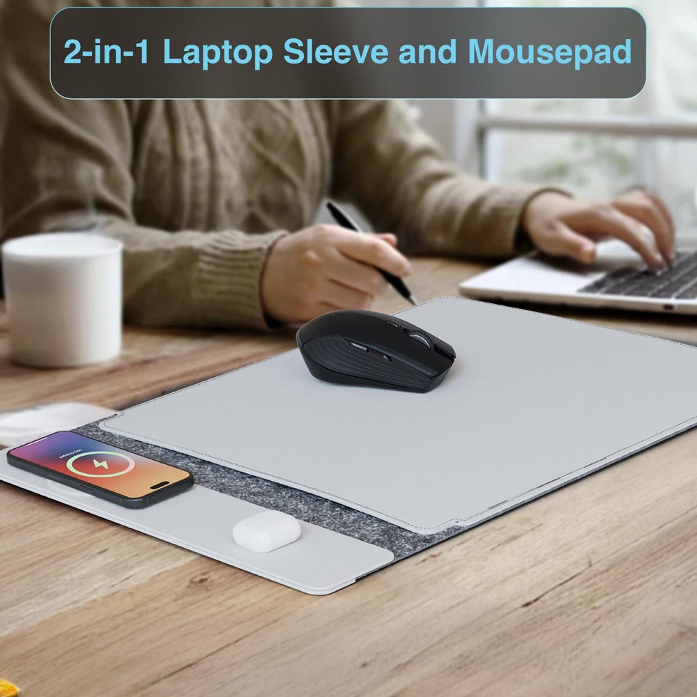 Laser Wireless Charging Laptop Sleeve Up to 16 Inch - Grey - Screenshot 3