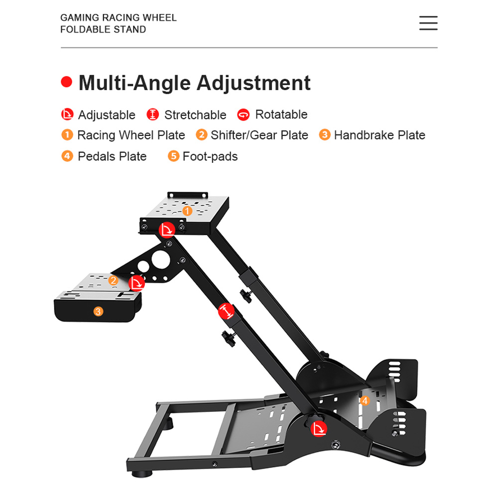 PXN A10 Foldable Racing Wheel Stand - 11KG Steel, Adjustable Height & Tilt, Universal Fit For Logitech, Thrustmaster & More