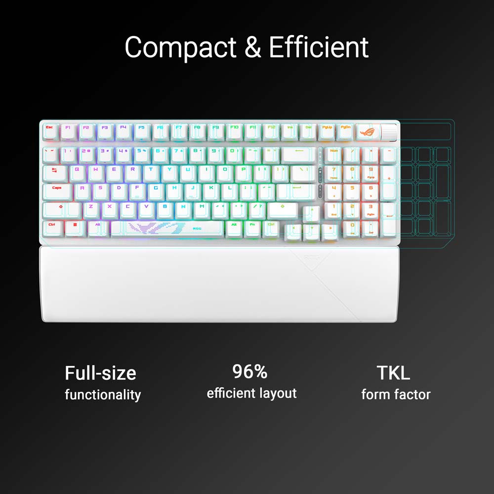 ASUS ROG - Strix Scope II 96 Wireless Keyboard (NX Snow Switch) - White - Screenshot 2