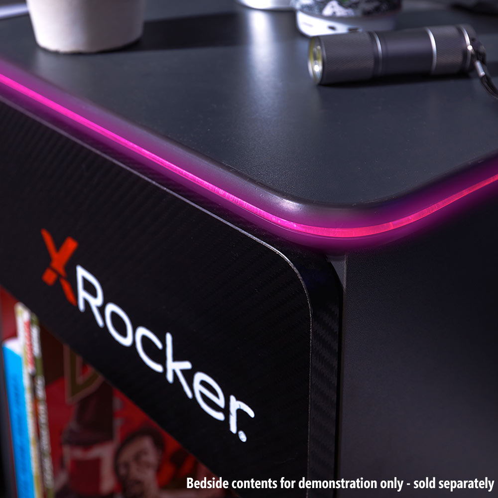 X Rocker CarbonTek Bedside Table with Wireless Charging and LED Lights