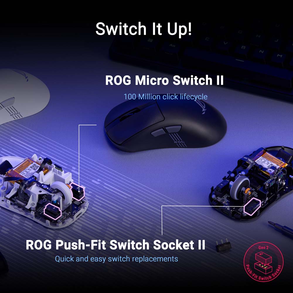 ASUS ROG - Keris II Origin eSports Ergo Wireless Gaming Mouse - Black - Screenshot 3
