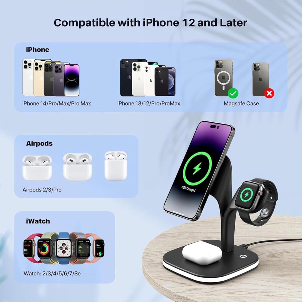 Laser 5 in 1 Wireless Charging Station with Night Light - Screenshot 1