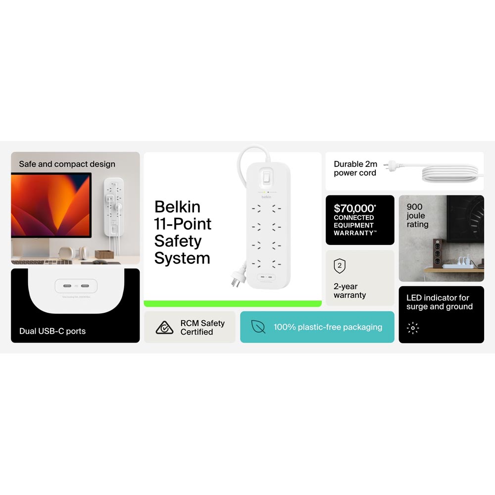Belkin - Connect 8-Outlet 2 USB Surge Protector - Screenshot 6