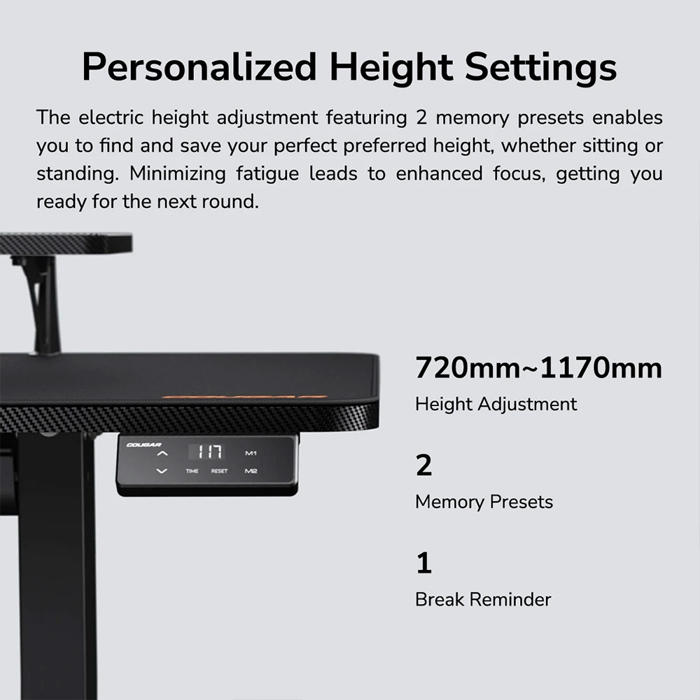 Cougar E-STAR 140 Electric Sit/Stand Desk With Monitor Stand & Full Mouse Pad - Screenshot 5