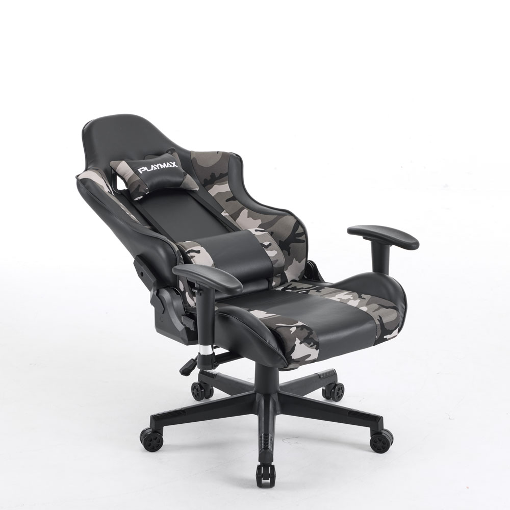 Playmax - Elite Gaming Chair - Fabric Black and Grey Camo - Screenshot 1