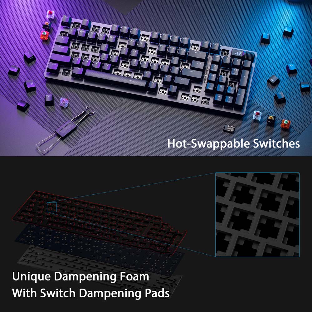 ASUS ROG - Strix Scope II 96 Wireless Keyboard (NX Snow Switch) - Black - Screenshot 4