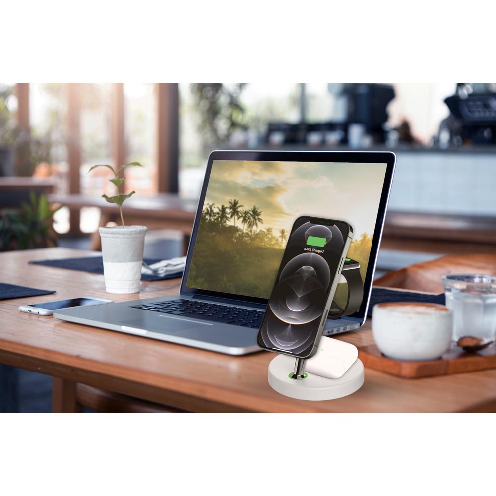 Laser 3 in 1 Wireless Charging Station - White - Screenshot 4